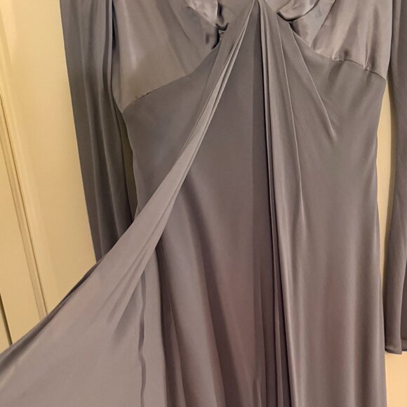 VINTAGE Grey Satin and Chiffon Donna Riccio Dress Excellent Condition Size 8 - Picture 3 of 6